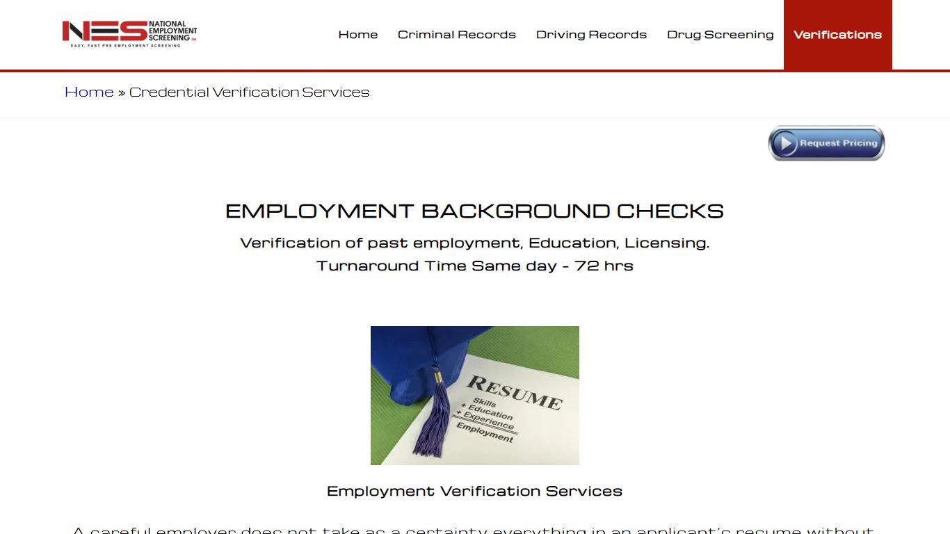 Credential Verification Services - National Employment Screening