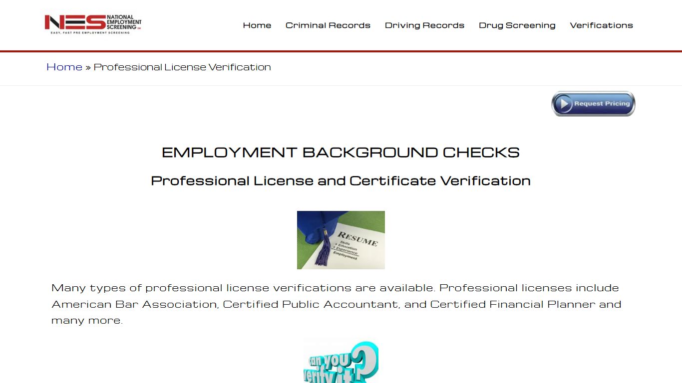 Professional License Verification - National Employment Screening